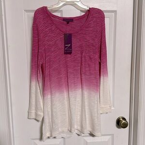 Z by zobha long sleeve pink and white ombré sweater top with cut out back detail